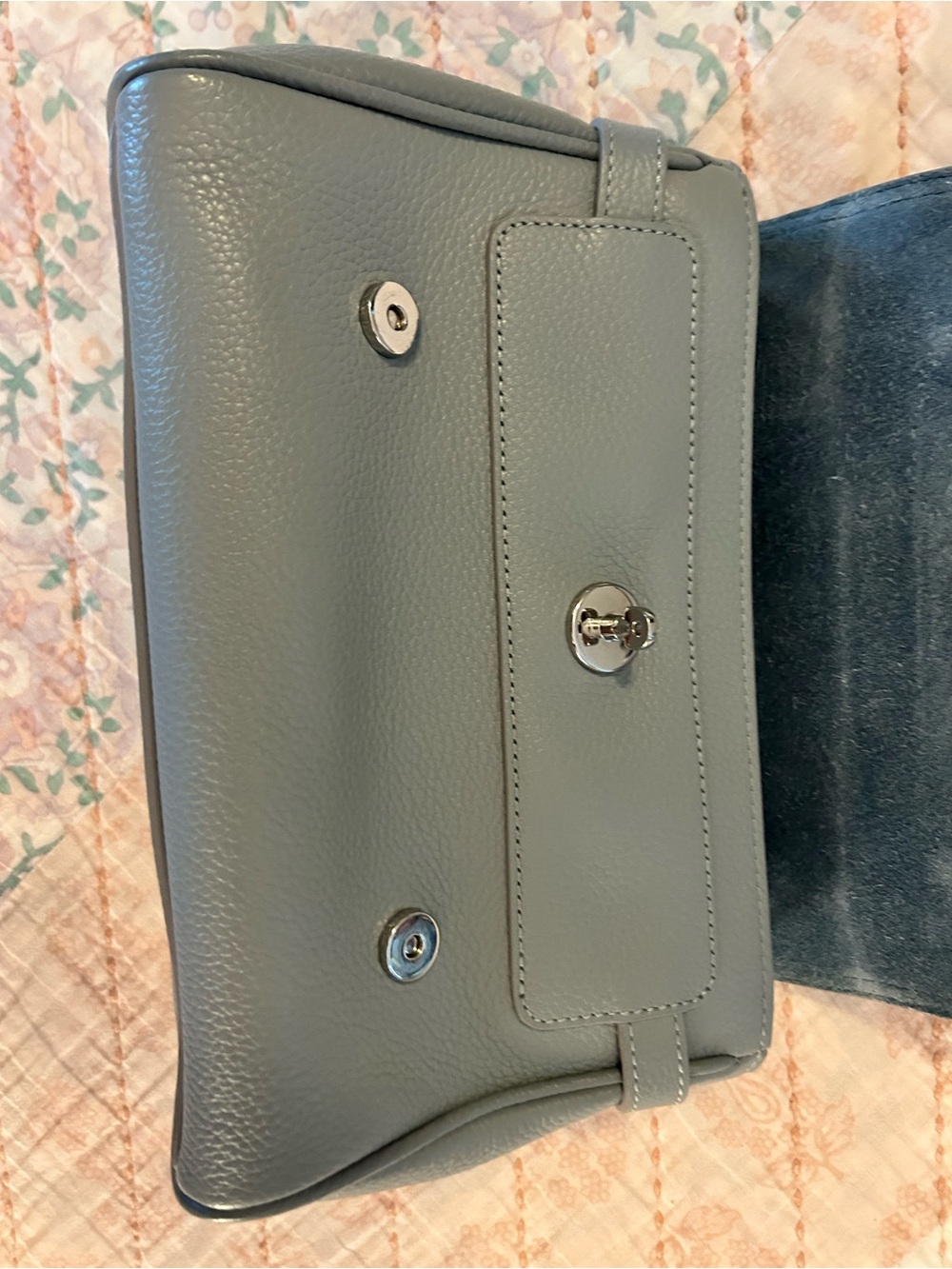 MULBERRY Mini Alexa Heavy Grain Leather Handbag Satchel in Cloud Blue EUC - Picture 9 of 16